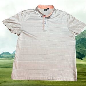 Hugo Boss Cream Orange Striped Polo sz L